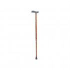 HEIGHT ADJUSTING CANE WITH BROWN WOOD DESIGN